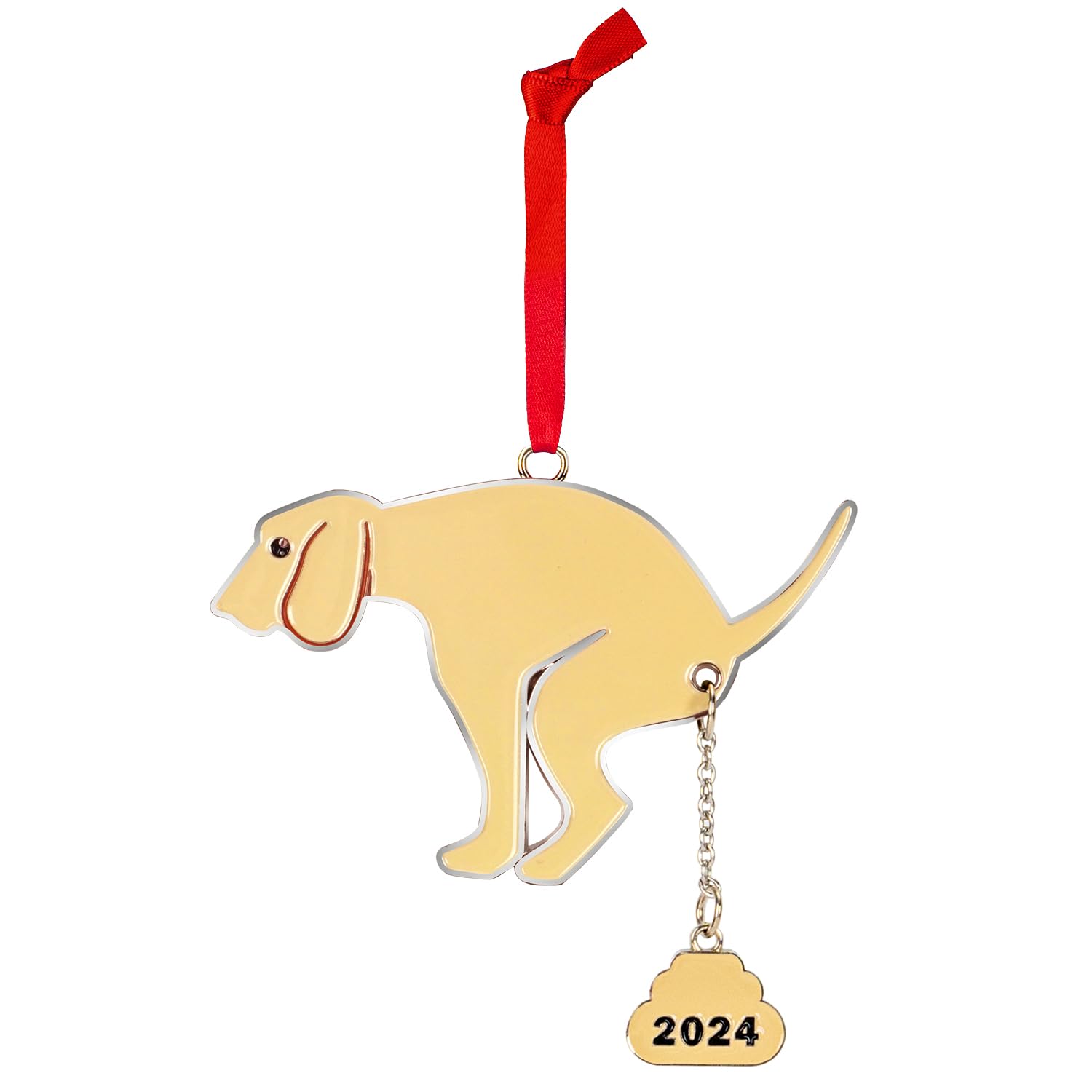 Funny Dog Poop Metal Hanging Ornament Gifts for Christmas Tree Decorations - Pet Dog Christmas Ornaments 2024 - Dog Lover Christmas Ornament 2024 - Dog/1