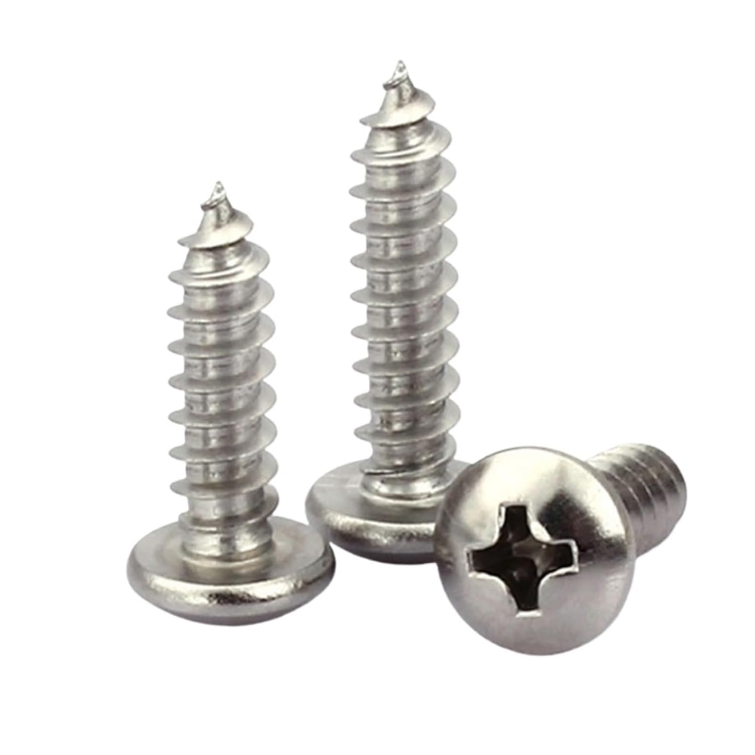 1000個 丸頭 304 ステンレススチール セルフタッピングネジ 小型コンピュータネジ(18mm,M2.6(1000pcs))