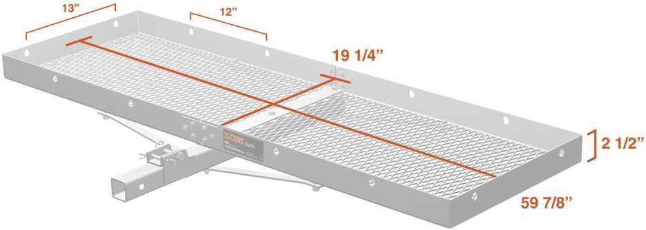 CURT 18100 Tray-Style Trailer Hitch Cargo Carrier, 500 lbs. Capacity, 60-Inch x 19-Inch, Fits 2-Inch Receiver image 5