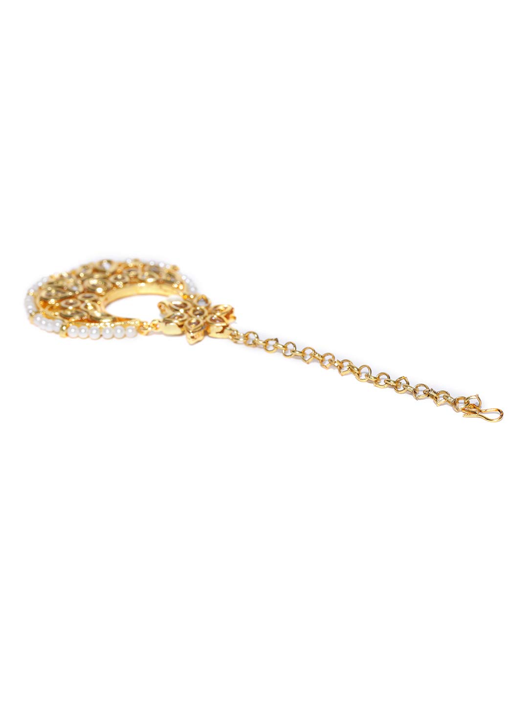 Plated Pearls and Kundan Studded Chandbali Style Maang Tikka