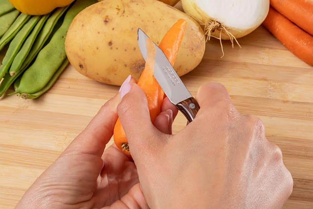Arcos Serie Latina Caja 12 uds Cuchillo para pelar Mondador, Hoja de Acero Inoxidable NITRUM NITRUM de 65 mm, Mango de Madera comprimida Color Marrón (12 UDS)