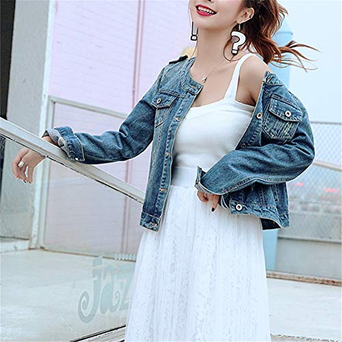 GODGETS Donna Giacca di Jeans Senza Colletto Slim