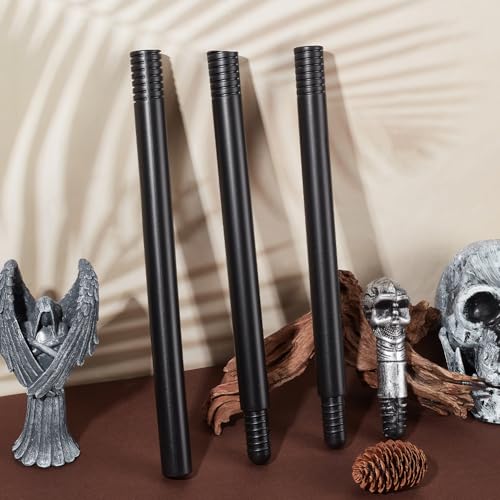 Image of GORGECRAFT Vintage Walking Stick 116cm Long Halloween Cosplay Antique Cane Costume Cane Plastic Punk Prop with Light Grey Skull Top Handle Knob Pretend Play Royalty Scepter Wand for Themed Events