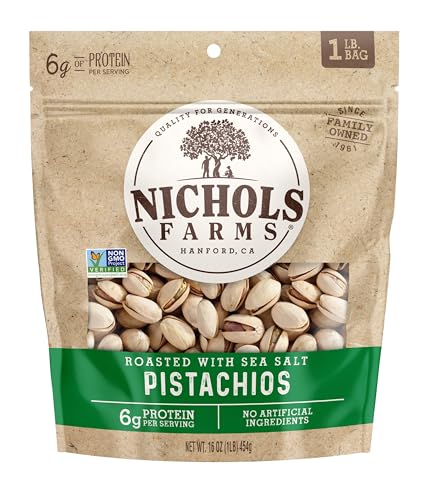 Image of Nichols Farms InShell California Pistachios, Healthy Protein Snack, Roasted with Sea Salt, 1LB