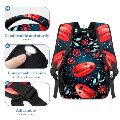 Cartable coccinelle rouge avec trousse pour l'école primaire - 4