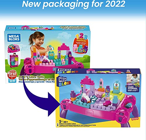 Mega Bloks Fisher-Price Toddler Building Blocks, Build N Learn Activity Table With 30 Pieces And Storage, Pink, Kids Age 1+ Years [Amazon Exclusive] #TOP5