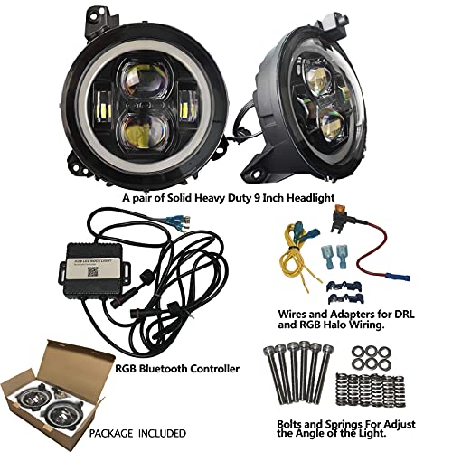 Beltandroad A10HL901GBUS-2X For Je Ep Jl 9 Inch Led Headlight- Dot Rgbw Halo Headlight thumb #3