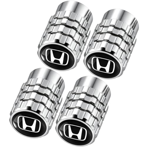 Image of Tire Valve Stem Caps for Honda Series Metal Car Wheel Air caps Auto Valve Stem Caps Accessories 4 Pcs Silver