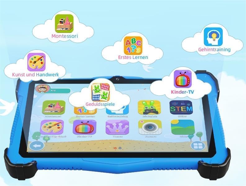 Miniatura 2 de Tableta infantil de 7 pulgadas con funda a prueba de golpes, para niños de 3 a 10 años, tableta de aprendizaje educativo Android 14, 10 GB de RAM+64