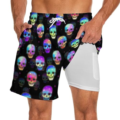 Mens Swim Trunks with Compression Liner Stretch Swimming Shorts Quick Dry 7 Inch Inseam Swimsuit Board Sport Shorts