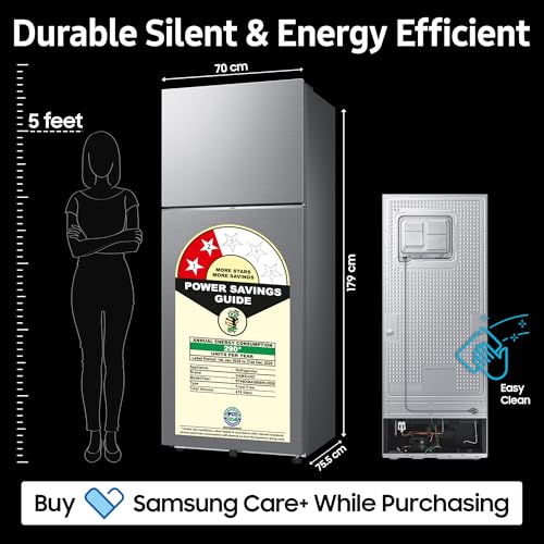 Image of Samsung 419 L, 2 Star, Convertible 5-in-1, Digital Inverter, Frost Free Double Door, Bespoke AI WiFi Enabled Refrigerator (RT45DG6A2BS8HL, Silver, Elegant Inox)