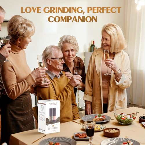 Image of Electric Salt and Pepper Grinder Set Automatic Battery Pepper Mill Shakers Adjustable Coarseness Upgraded Larger Capacity with Led Home and Kitchen Appliances(Burgundy)