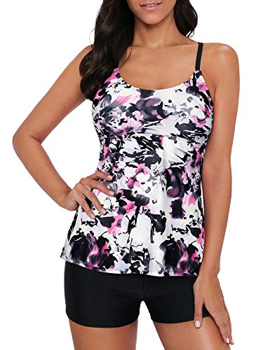 Century Star Tankini Swimsuits for Women Retro Bathing Suits Two Pieces Modest Swimming Wear Sports Tank Tops with Boyshorts4