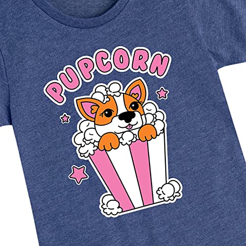 Instant Message - Pupcorn - Girls Toddler and Youth Short Sleeve Graphic T-Shirt - Size Small Heather Navy3
