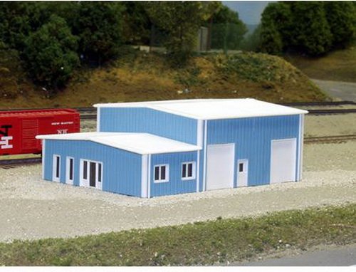 PikeStuff N Scale Contractor Construction Kit - 12ft Office & 20ft Warehouse - Industrial Building - Model Train Scenery - Adults & Older Children
