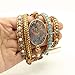 PANYSILVER Gold Plated Wrap Natural Stones Leather Wrap Around Stone Bracelet 5 Layer Natural Jasper Crystal Beaded Leather Bohemian Tribal Bracelet (Purple Imperial Jasper)