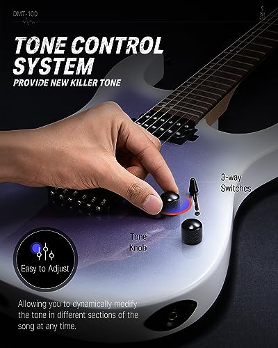 Image of Donner Solid Body Electric Guitar, 39 Inch Metal Electric Guitar Beginner Kits with Bag, Strings, Strap, Cable, Strings Dampener for Rock Music Lover, DMT-100 (Gradient Violet)
