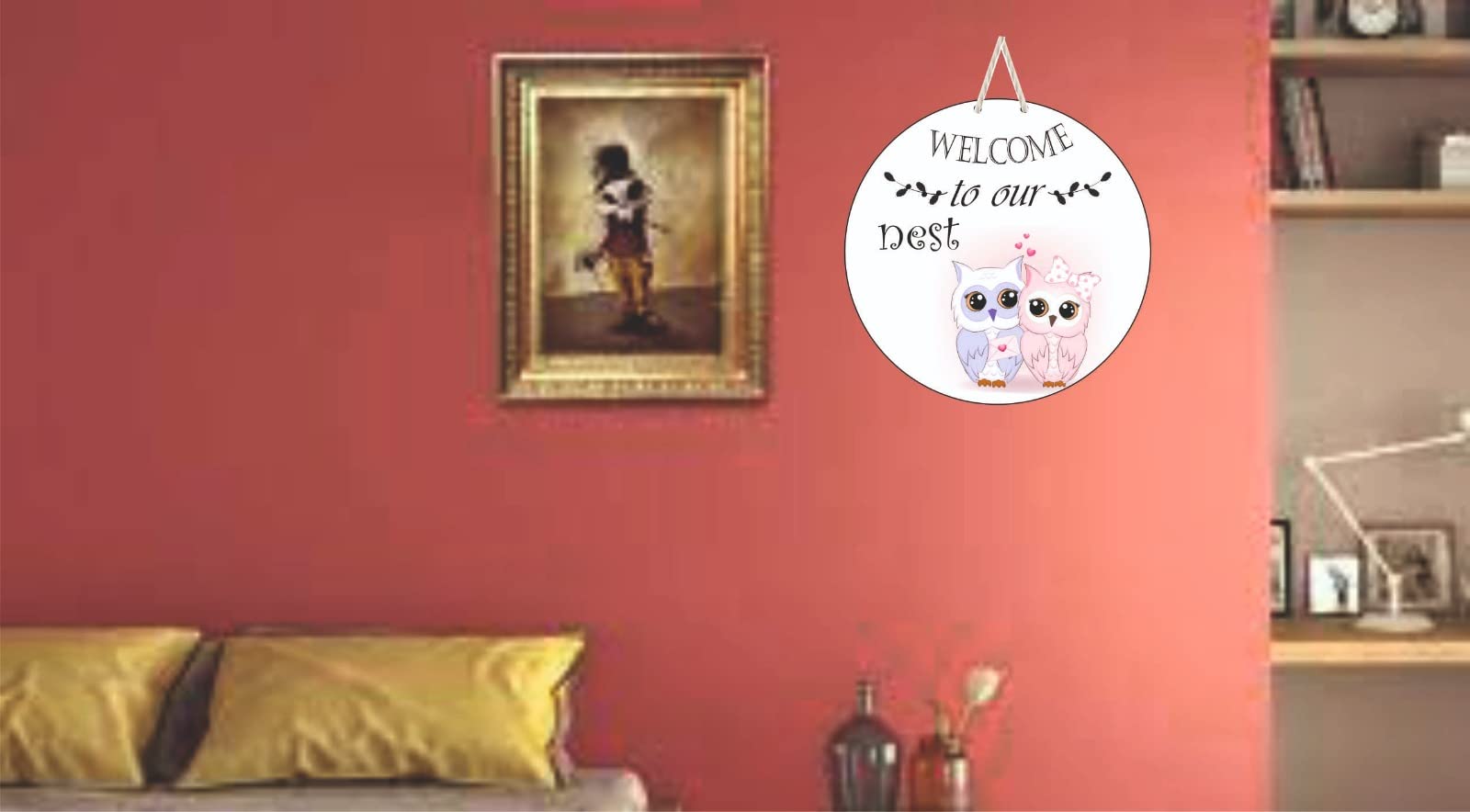 Webelkart® Premium Welcome to Our Nest Printed Wall Hanging/Door Hanging for Home and Living Room-Wooden Wall Sculptures (9 Inches) 2