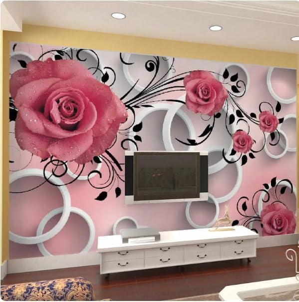 Papier peint fleurs roses 3D blanc pour chambre cocon - 2