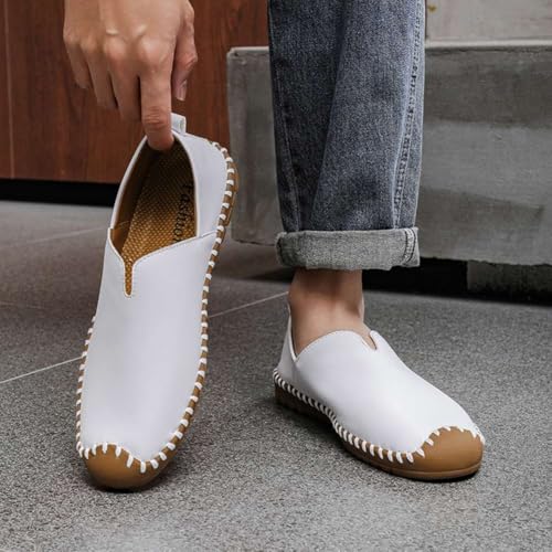 Image of Men's Genuine Leather Loafer Shoes Slip On Soft Walking Driving Shoes