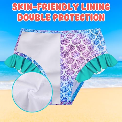 3 Pcs Girls Long Sleeve Swimsuit Rash Guard Swimsuit Quick Dry Tankini Bathing Suits Girls' Swimwear 4-8 Years3