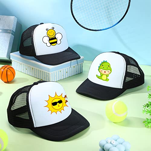 Handepo 24 Pcs Trucker Hat for Kids Summer Polyester Mesh Cap Adjustable Sublimation Blank Hats Baseball Caps for Outdoor4