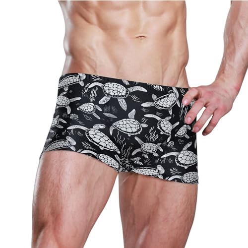Sea Turtle Tortoise Mens Swim Trunk Swimwear Bathing Suit Swim Brief Square Leg Board Short S B04012043