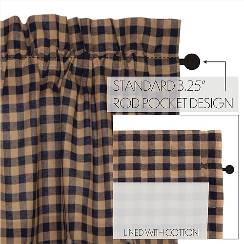 VHC-Brands-4-Pieces-Navy-Check-Scalloped-Swag-Curtains-4-Panels-36x36x16 VHC Brands 4 Pieces Navy Check Scalloped Swag Curtains 4 Panels 36x36x16