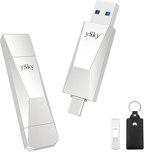 ySky Unidad flash de estado sólido USB 3.2 de 128 GB, 500 MBs de alta velocidad USB C+USB A 3.2 Gen2 USB Thumb Drive, USB SSD Drive Photo Stick para
