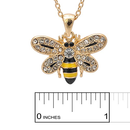 ESPY Crystal Embedded Yellow and Black Flying Bumble Bee Necklace4