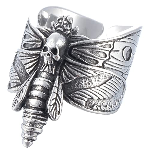 ZMY Home Skull Ring Stainless Steel Jewelry Biker Rings Butterfly Skull Scary Death Ring for Gift (7)