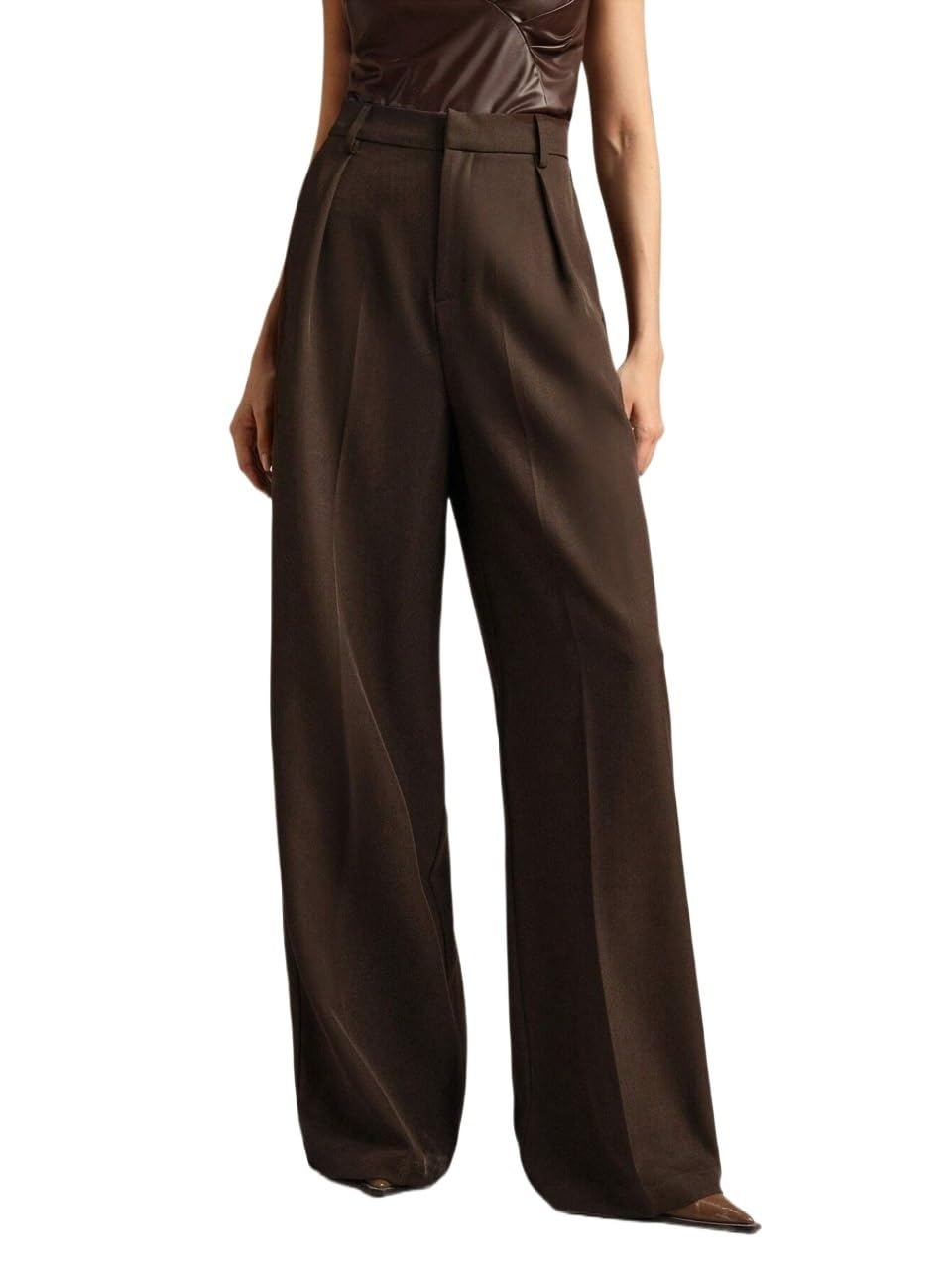 Womens Clothes Solid Color Pleated High Waist Straight Leg Pants Trousers Fall Outfits