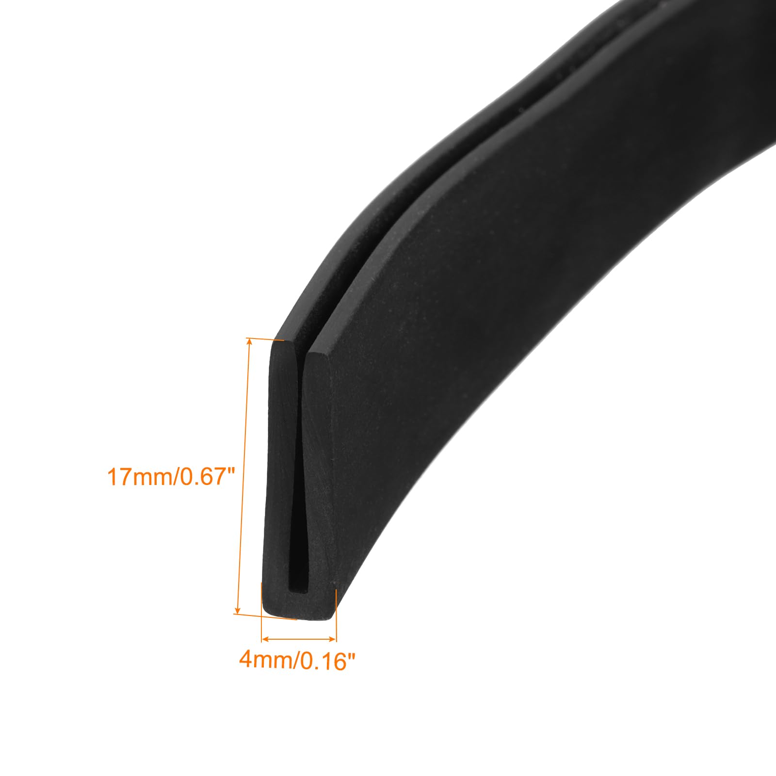 QUARKZMAN Profil ochronny, gumowy pasek uszczelniający o długości 6,6 stopy płaski ochraniacz krawędzi pasuje do krawędzi 0,5-1 mm, (5/32" W x 43/64" A) czarny