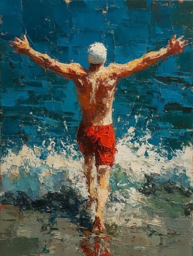 数字油絵キット 海 数字で塗り絵 泳ぐ 完全手書き 絵画 Paint by Numbers DIY 塗り絵 大人用 初心者向け 子供の 手塗り ペイントバイナンバー アクリル レトロ クリエイティブアート ハンドメイドクラフト 玄関リビングと寝室の飾りに最