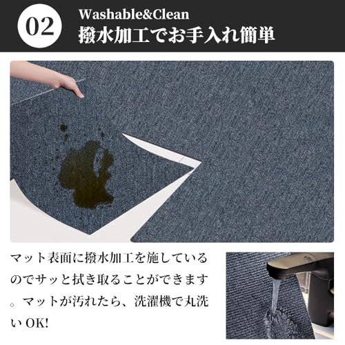 タイルカーペット タイルマット 事務所カーペット 50x50CM 厚手5mm 20枚 洗える 滑り止め 置くだけ フロアマット 賃貸 原状回復 カット可能 防音 難燃性 住宅室内用 業務用pvcフロアマット 接着剤不要 防臭 抗菌 ズレない 大判大判吸着マット 【FC1005】UXPRIN [3]