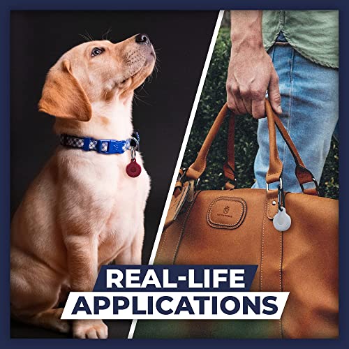 Apple Airtag Holders 4 Pack, Shockproof, Dustproof & Washable Silicon Cases for Air Tags with Accessories for Wallets, Luggage, Pet Collars, Key Finders (Blue - White - Red - Black)4