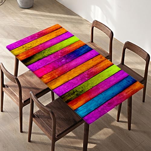 Morbuy Impermeável toalha de mesa retangular com bordas elásticas, toalhas de mesa antimanchas, toalha de mesa ajustável toalha de mesa exterior para cozinha, sala de jantar, piquenique (madeira de