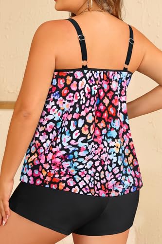 Image of Daci Women Plus Size Tankini Swimsuit - 2 Piece Flowy Plus Size Bathing Suits and Shorts with Pockets 2025