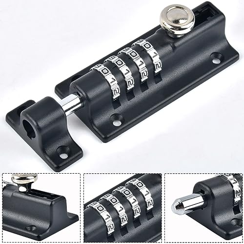 Combination Bolt Locks Combination Locking Bolt 4 Digit Sliding Lockable Padbolt 120mm Combi Bolt Door Lock Code Garden Gate Locks for Wooden Gates Door Latch Lock for Home Gate Shed Garage - Image 3