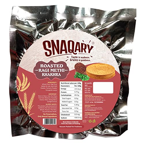 Image of Snaqary All in 1 Khakhra Pack of 4 (200gm) |Jowar, Ragi Methi, Jowar Bajra,Bajra Masala Millet based Khakhra|100% Natural | Healthy & Delicious Gujrati snacks