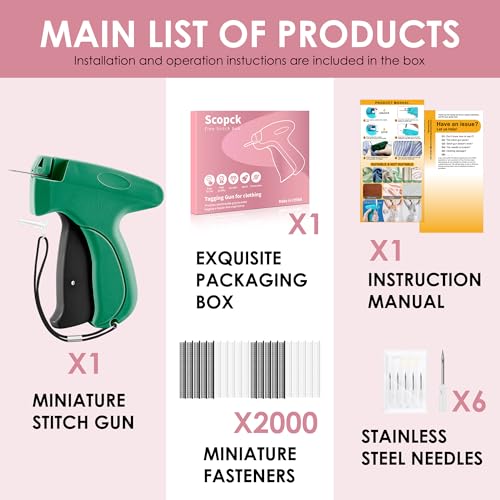 Image of Stitch Gun for Clothes - Handheld Stitch Gun Quick Clothing Fixer - Tagging Gun - Includes 6 Needle, 1000 Black Fasteners & 1000 White Fasteners
