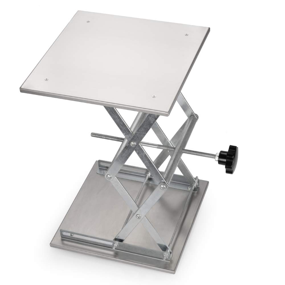 StonyLab podnośnik do nożyczek laboratoryjnych, wysokiej jakości 300 x 300 mm ze stali nierdzewnej wsparcie laboratoryjne podnośnik platforma stół do podnoszenia laboratoryjnego, możliwość rozbudowy zakresu wysokości podnoszenia od 100 mm do 450 mm, waga