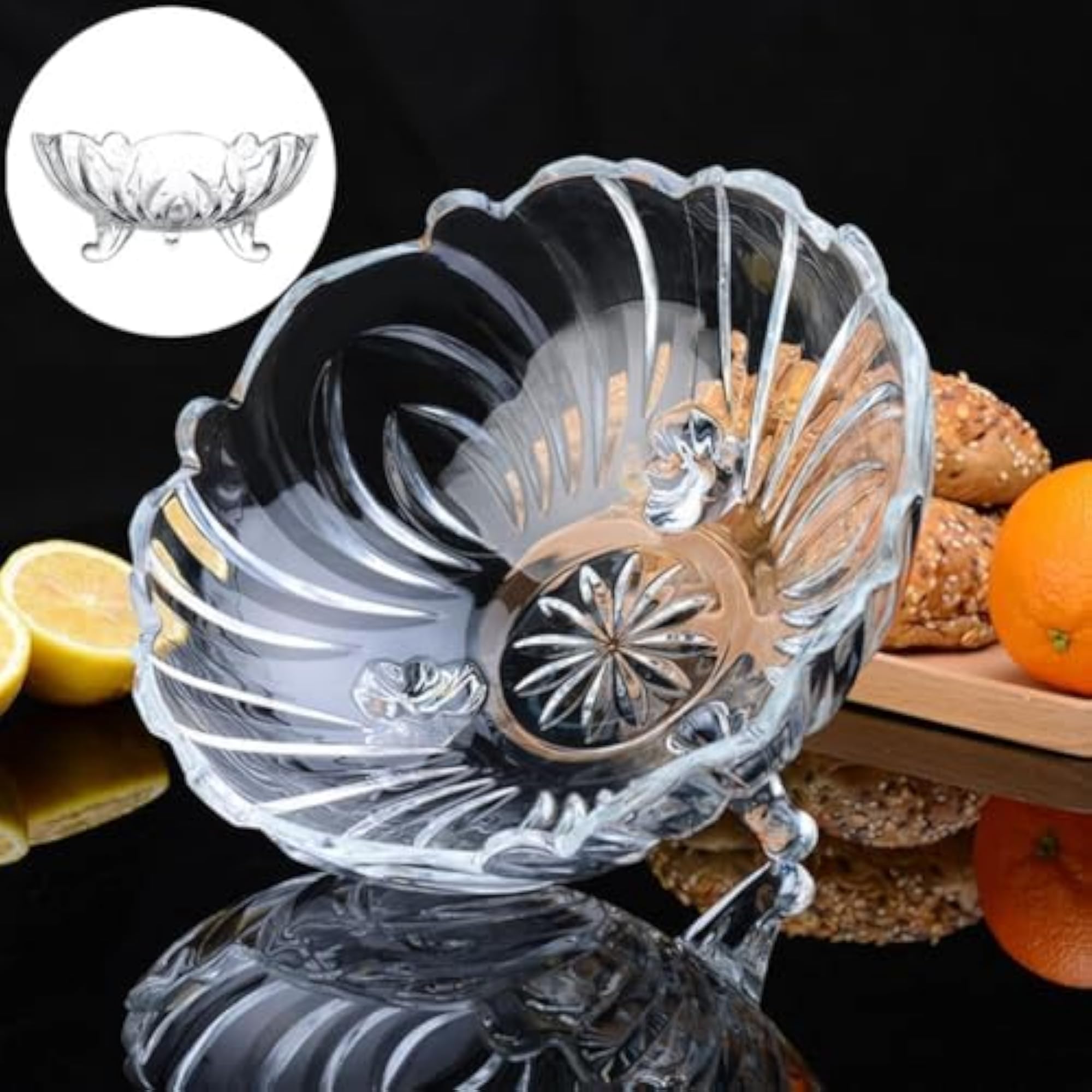 Crystal Glass Decorative Bowl with Elegant Legs