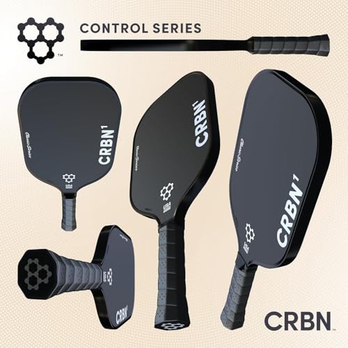 CRBN Pickleball - CRBN1 Paddle - USAPA Approved Carbon Fiber Pickleball Paddle with Included Paddle Cover (White Logo, 16mm Thick)