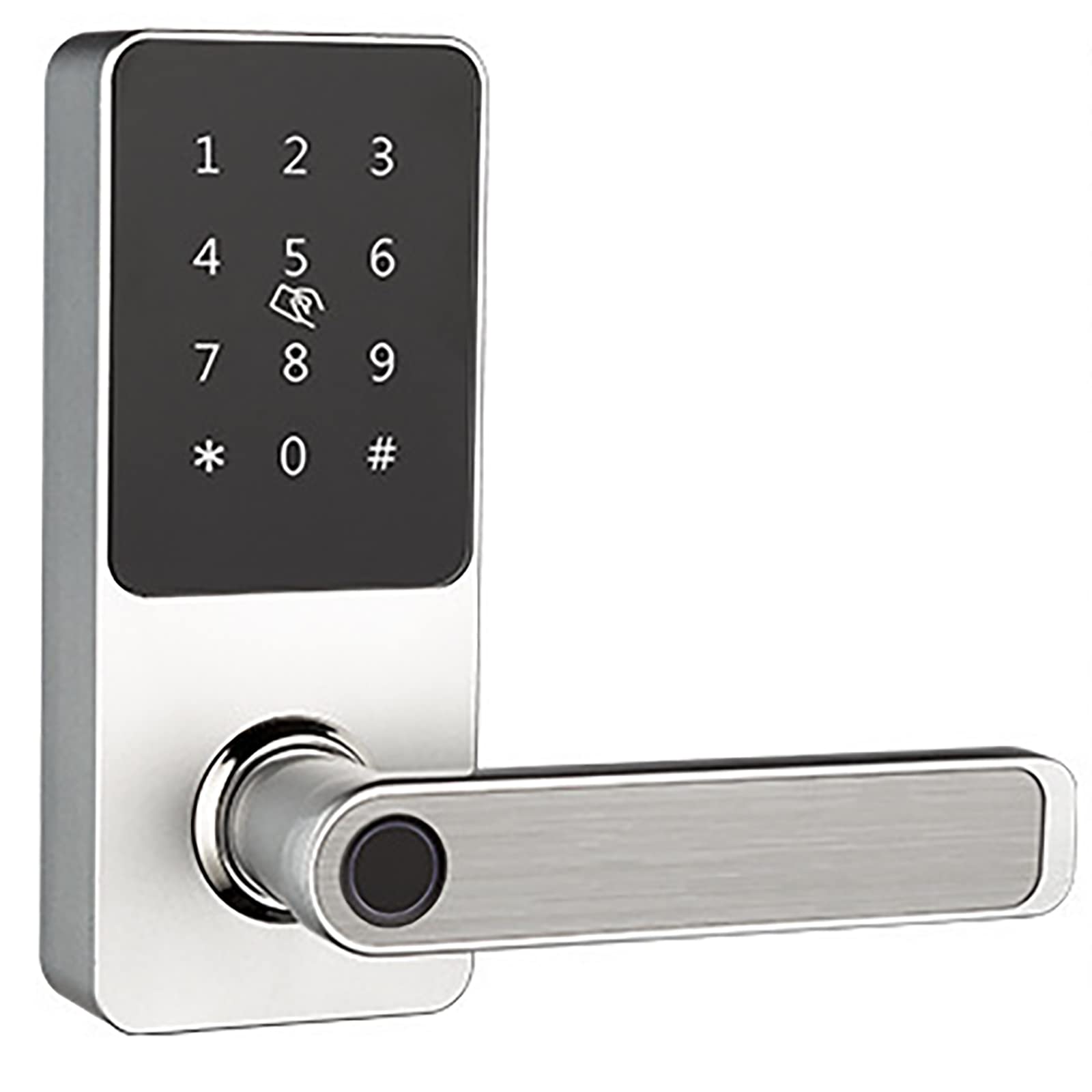 Sdgbcxd Silver Smart Door Lock, 5-In-1 Keyless Entry Door Lock With Fingerprint, App, Keypad Code, Ic Card, Mechanical Key, Bluetooth, Virtual Anti-Peeping