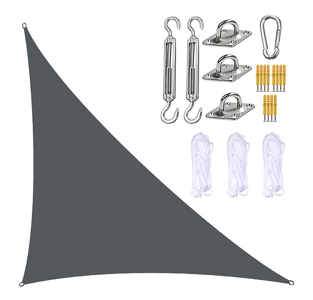 Trójkątny żagiel przeciwsłoneczny, parasol przeciwsłoneczny 13 x 13 x 19 stóp z zestawem osprzętu, 3 liny, wodoodporny, blokujący promieniowanie UV, parasol przeciwsłoneczny na patio