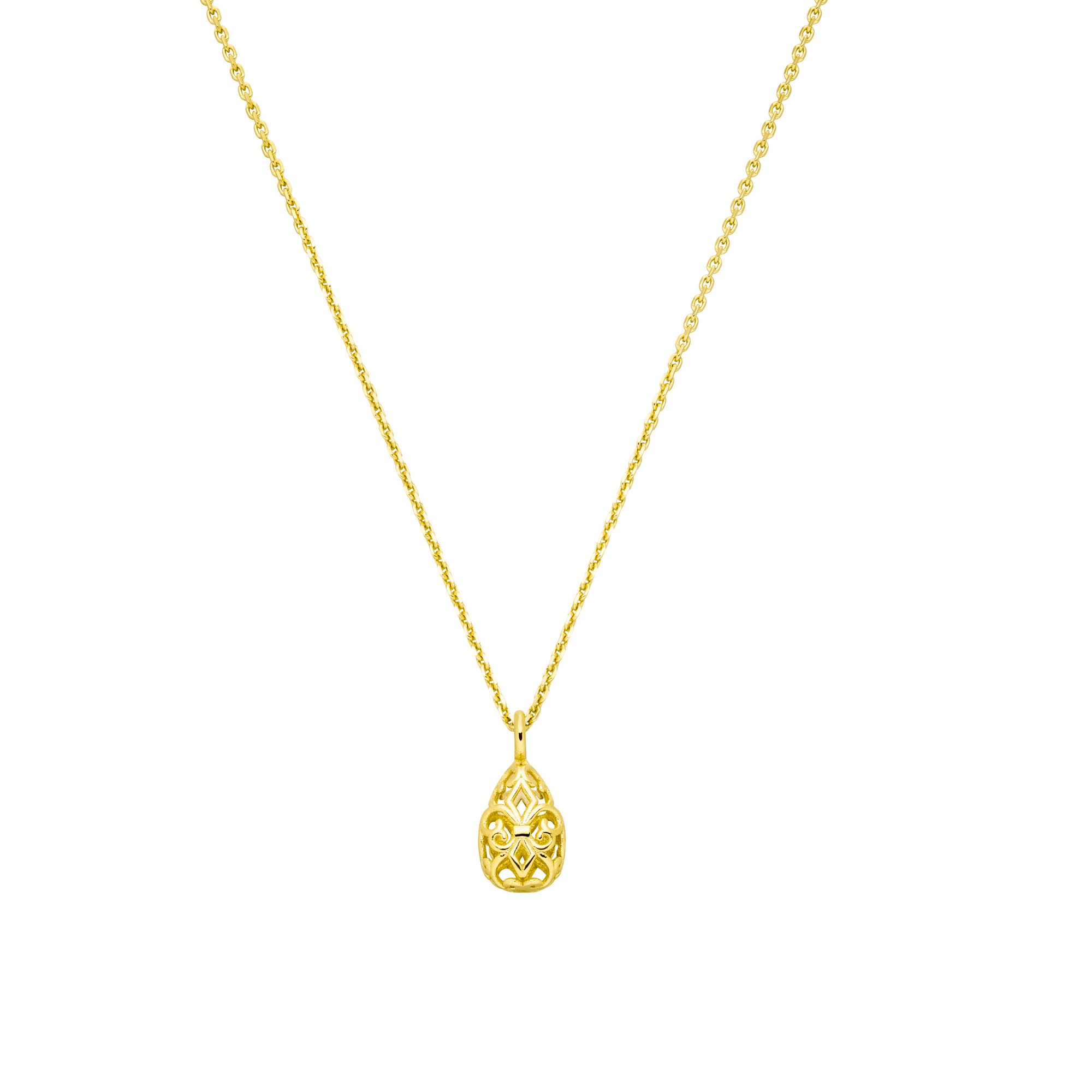 Fleur-de-Lis Tropfen Kette Lilie 925 Silber vergoldet