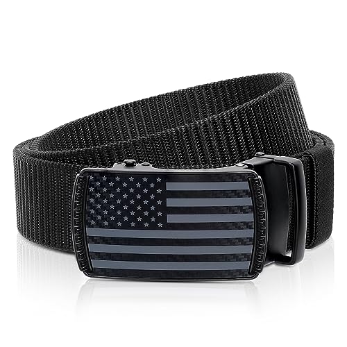 American Flag Belt for Men Black Nylon Ratchet Belts 4th of July Patriotic Decorations