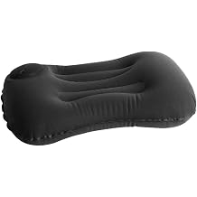 Mudhen Portable Inflatable Pillow, 28x43cm Inflatable Camping Travel Neck Pillows,Milk Fiber Backpacking Pillow for Camping Hiking Home Office Sleeping Neck Head Lumbar Support Black