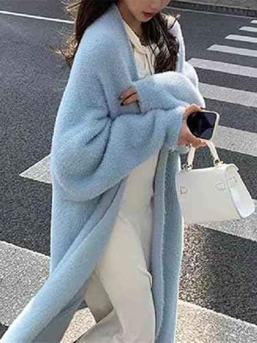 MOLERFO Long Cardigan Cozy Fuzzy Cardigan Furry Cardigan Sweaters Women Open Front Mohair Sweaters Coquette Loungewear3